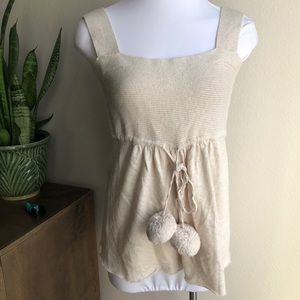BCBG MAXAZIRA Soft Pom Pom Sleeveless Top L